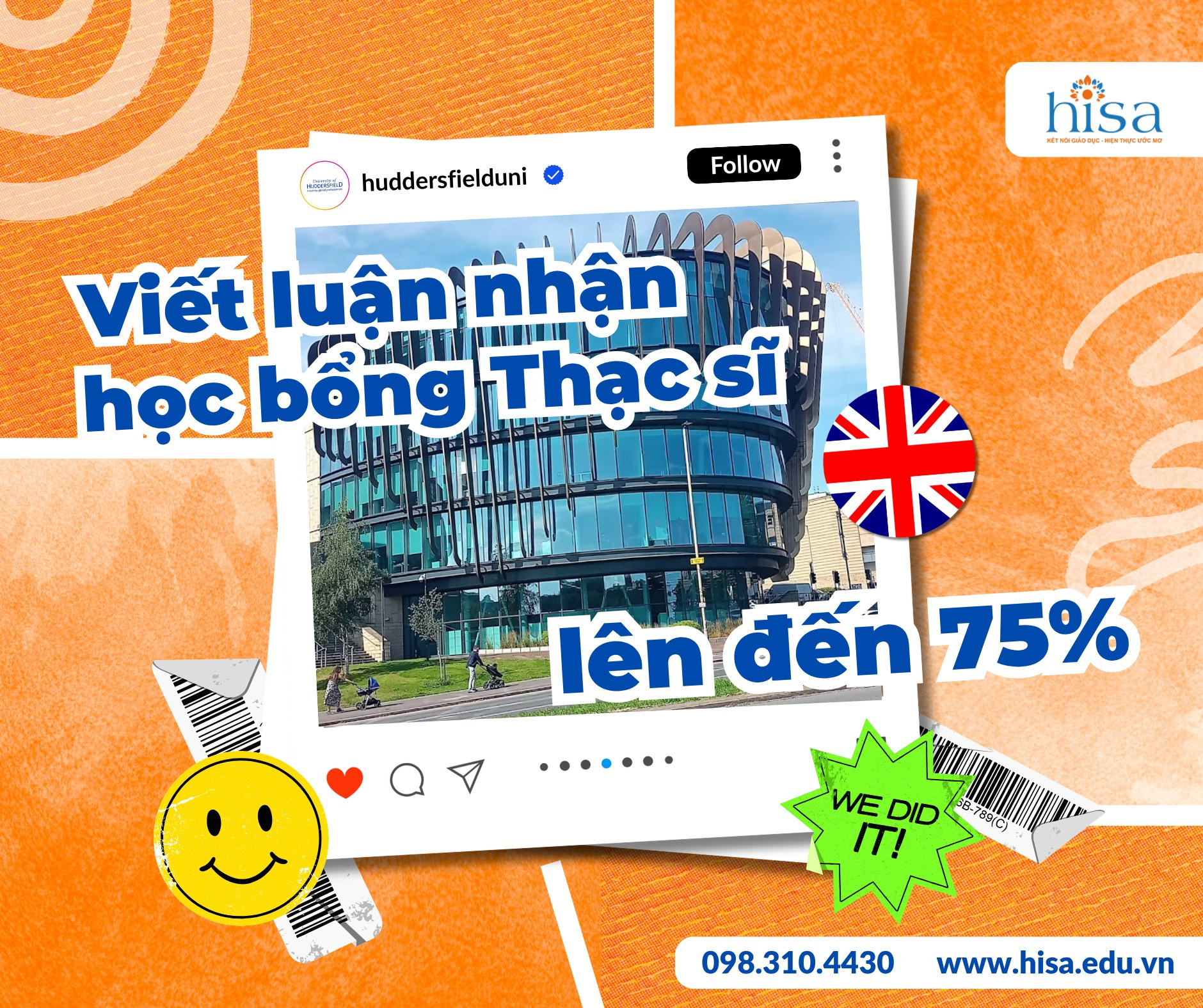 Học bổng Thạc sĩ lên tới 75% tại London