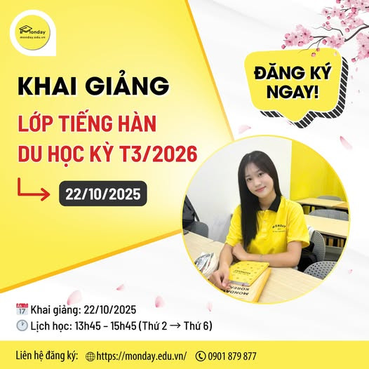 Lớp tiếng Hàn cấp tốc - Kịp bay Du học Hàn Quốc kỳ Tháng 3/2026!